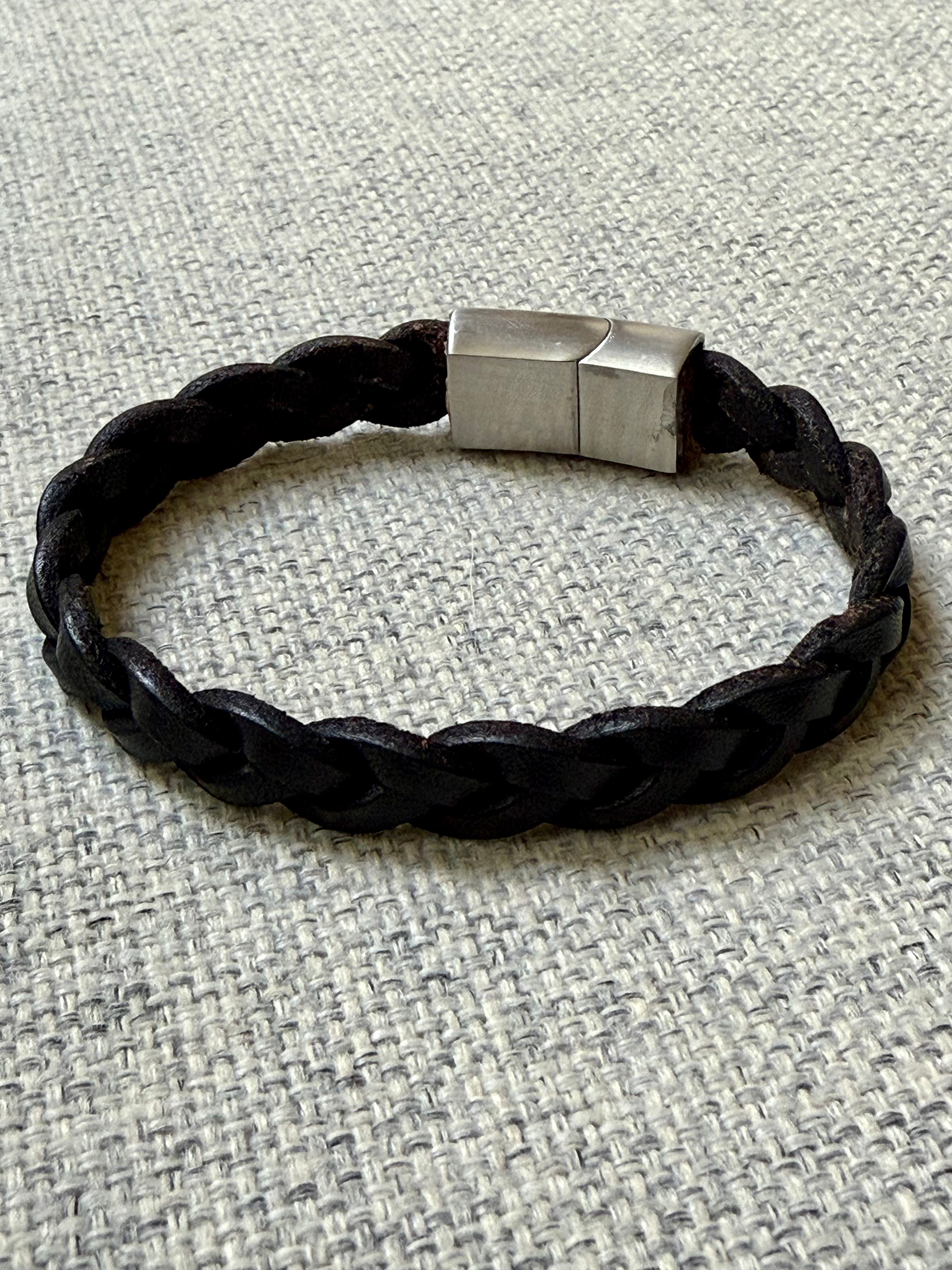 Bracelet homme en cuir et acier