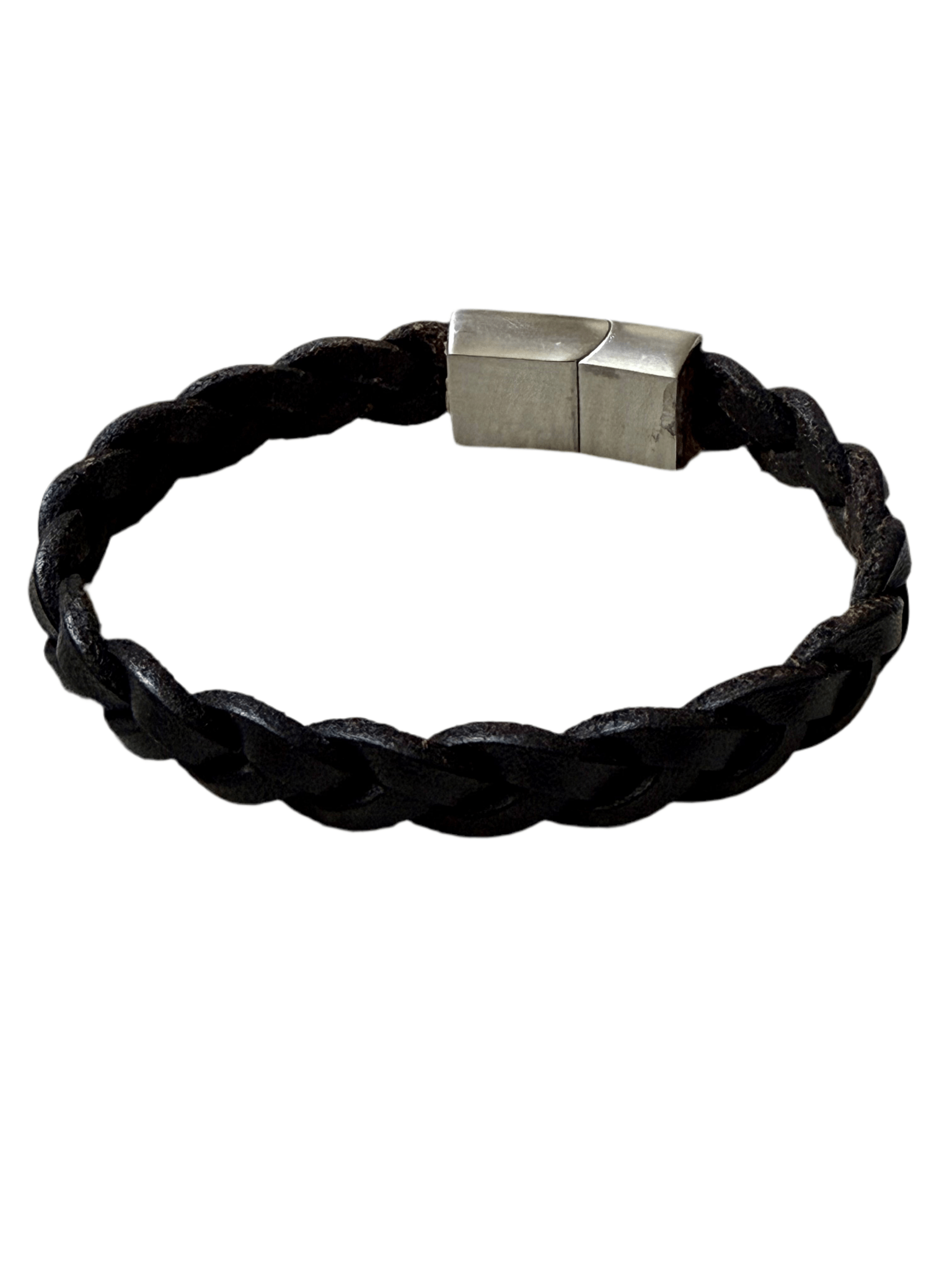 Pulseira de Cabedal e Aço para Homem - Couragem Leather Studio