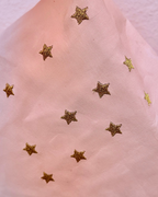 Leather bag with star embroidery.