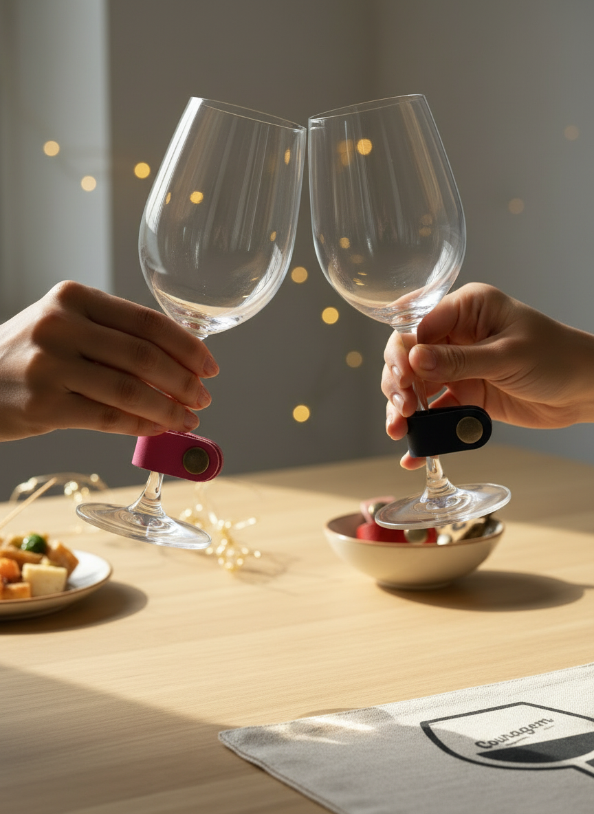 Marcadores de Copos em Couro Coloridos