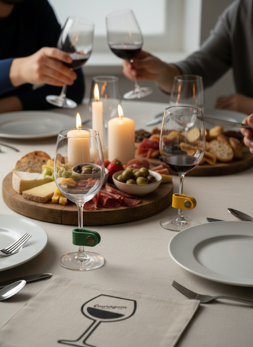 Marcadores de Copos em Couro Coloridos