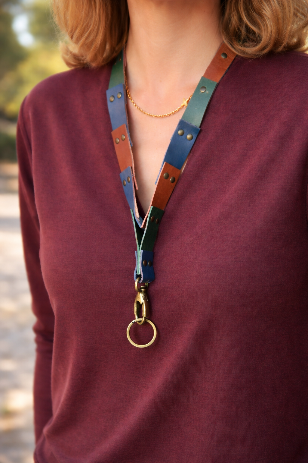Leather Keychain Lanyard with Carabiner