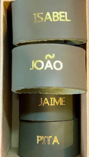 Argola de Guardanapo Personalizada - Couro com Gravação Manual Hot Foil