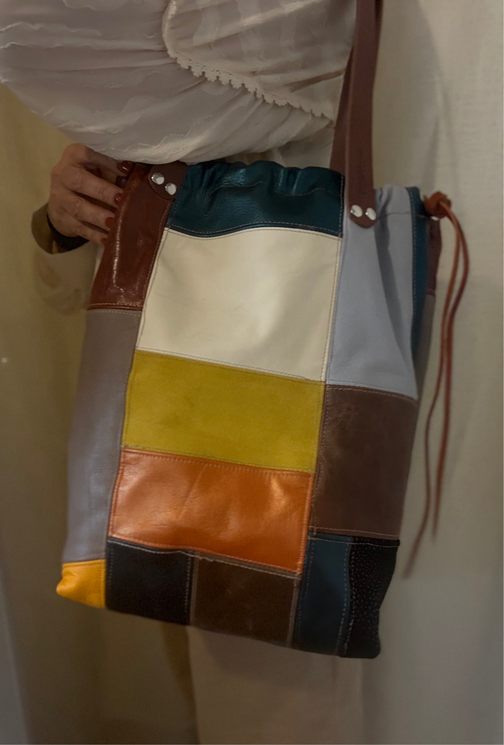 Handcrafted patchwork leather bag