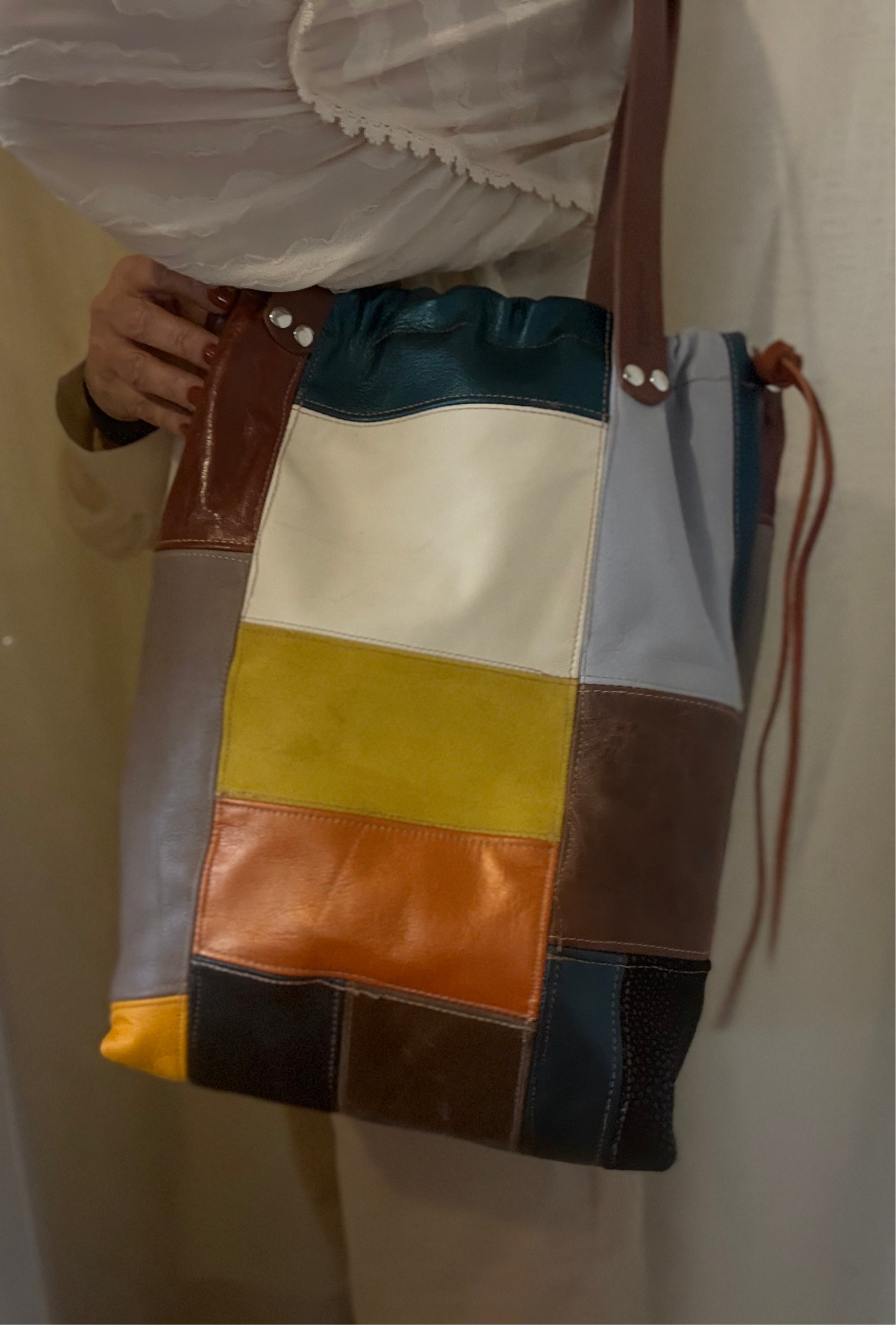 Handcrafted patchwork leather bag