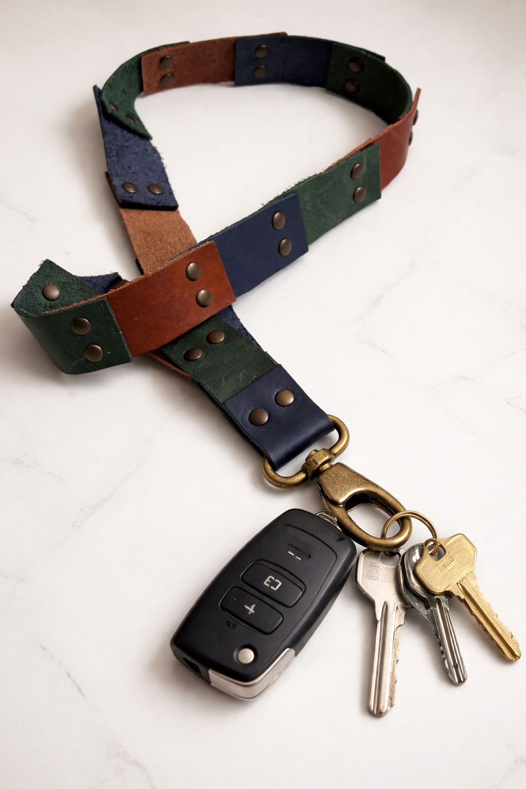 Leather Keychain Lanyard with Carabiner