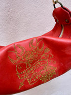 Exclusive Red Leather Crossbody Bag with Embroidery | Limited Edition