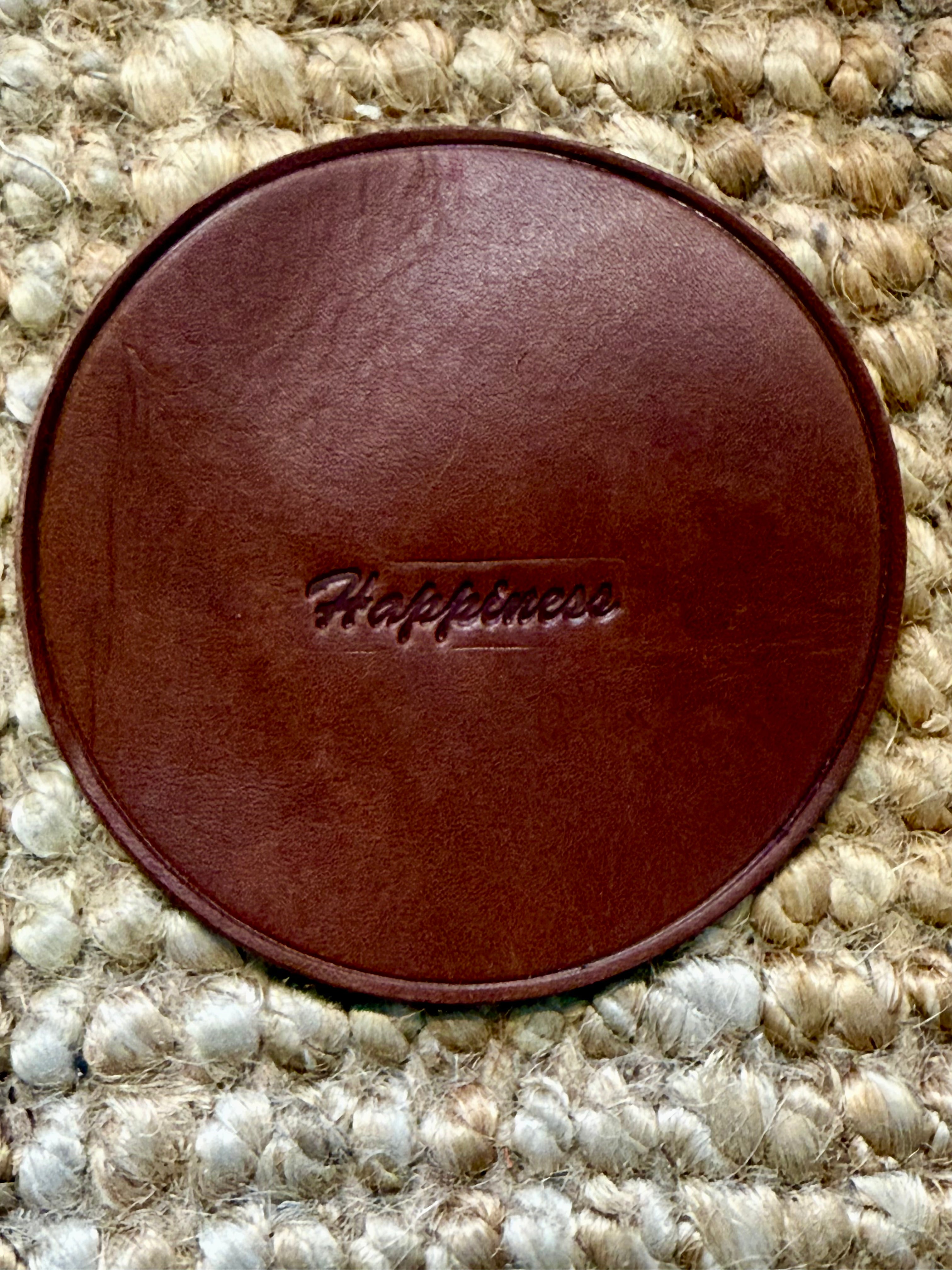 Bases para copo/Coasters  em couro com personalização - conjunto 6 Unidades