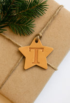 Etiqueta para Presentes em Couro - Estrela com Inicial Gravada