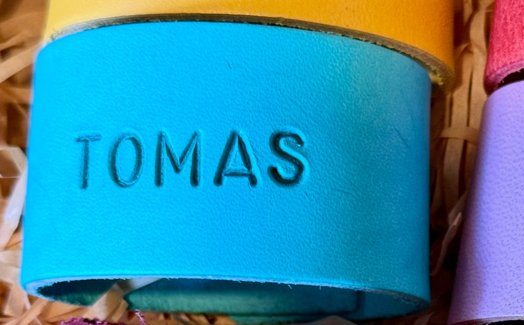 Personalized Leather Napkin Ring with Hand Engraving