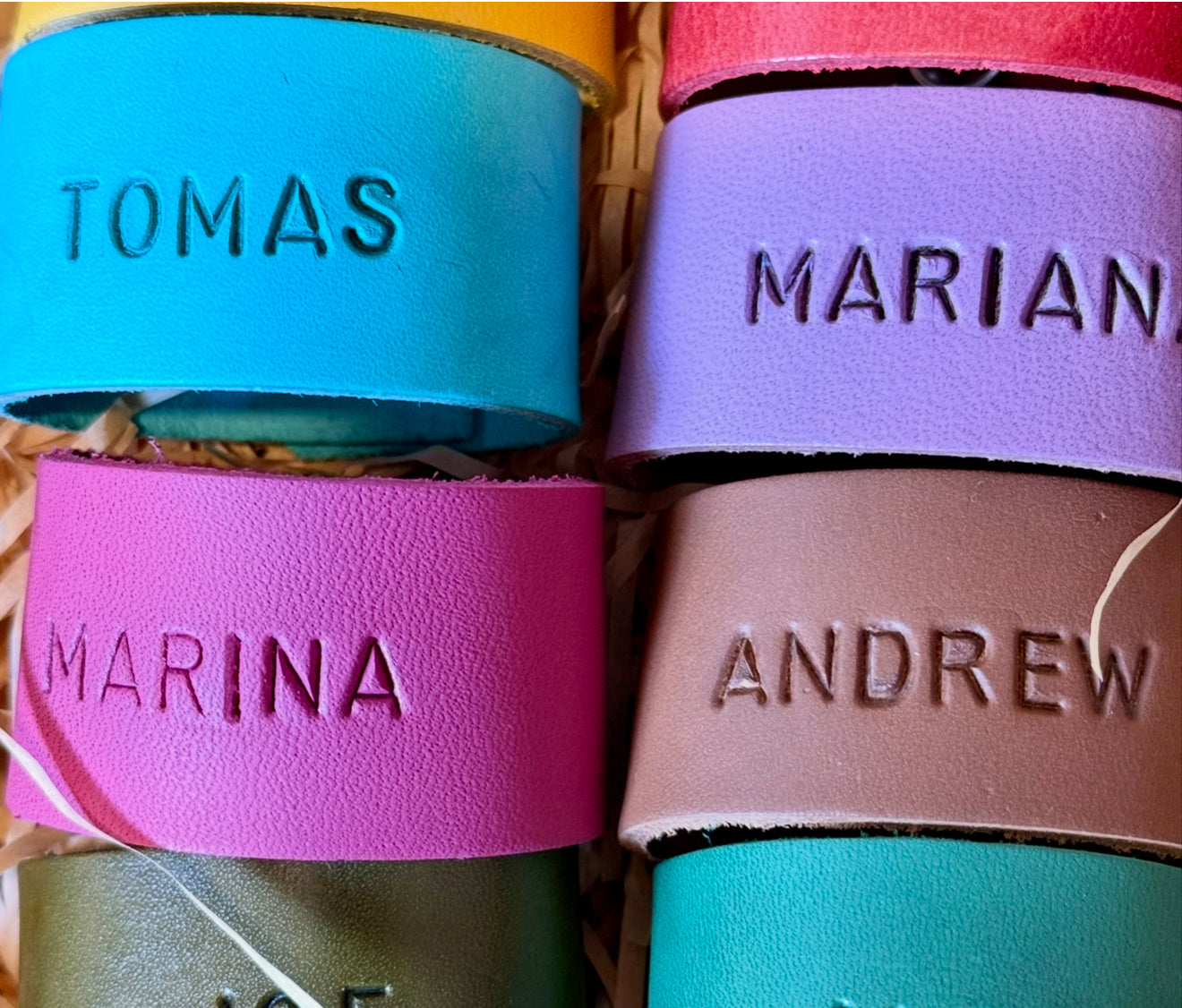 Argola de Guardanapo Personalizada  em Couro com Gravação Manual