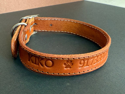 Collar de cuero personalizado para perro o gato