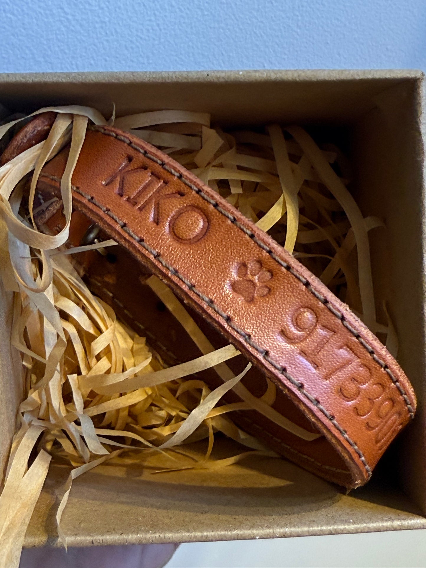 Collar de cuero personalizado para perro o gato