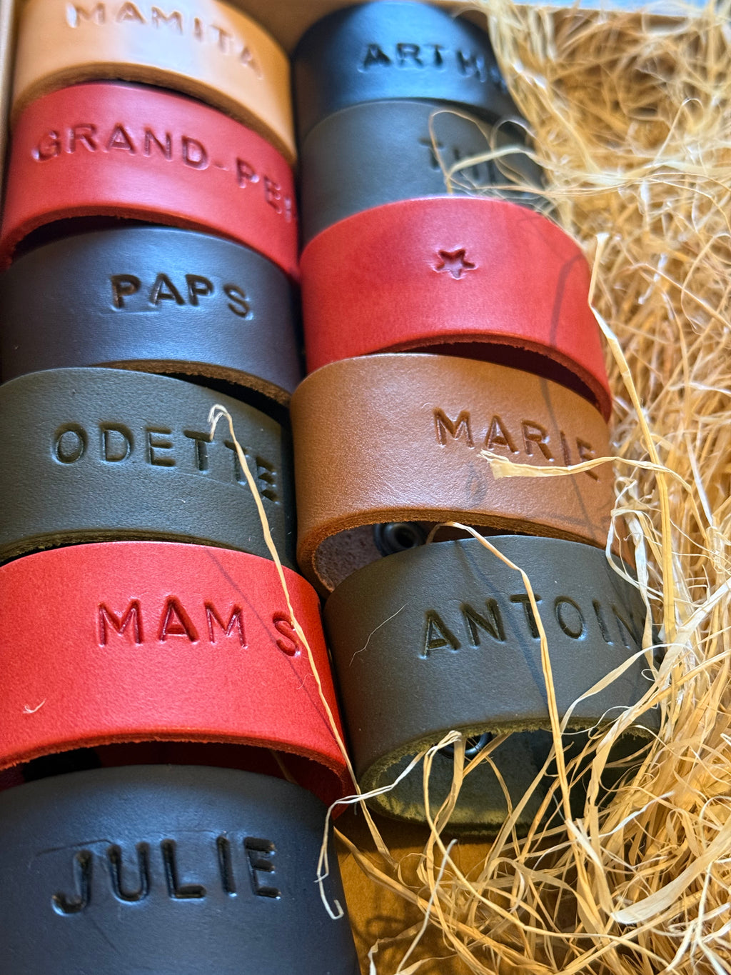 Argola de Guardanapo Personalizada  em Couro com Gravação Manual