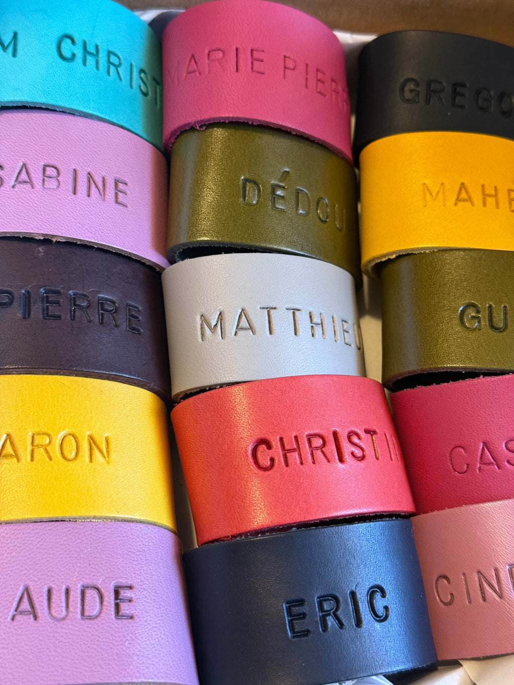 Personalized Leather Napkin Ring with Hand Engraving