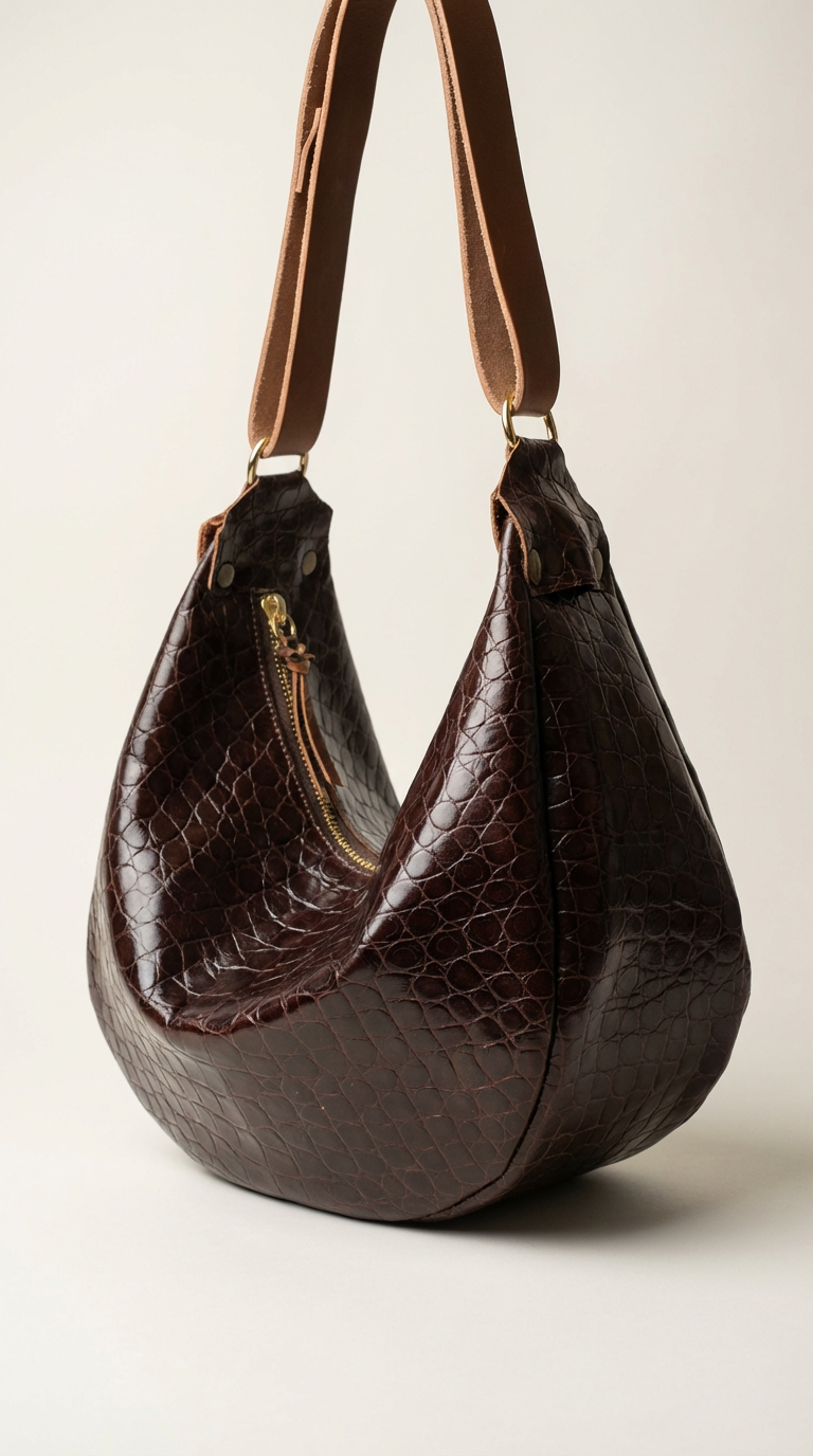 Hobo Bag em Pele Gravada — Handcrafted in Lisboa