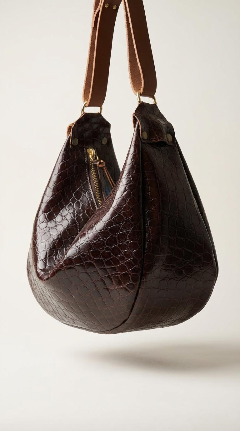 Hobo Bag em Pele Gravada — Handcrafted in Lisboa