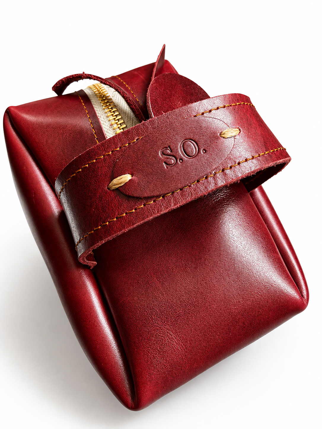 Necessaire de Couro Verde com Personalização | Toilet Bag Artesanal