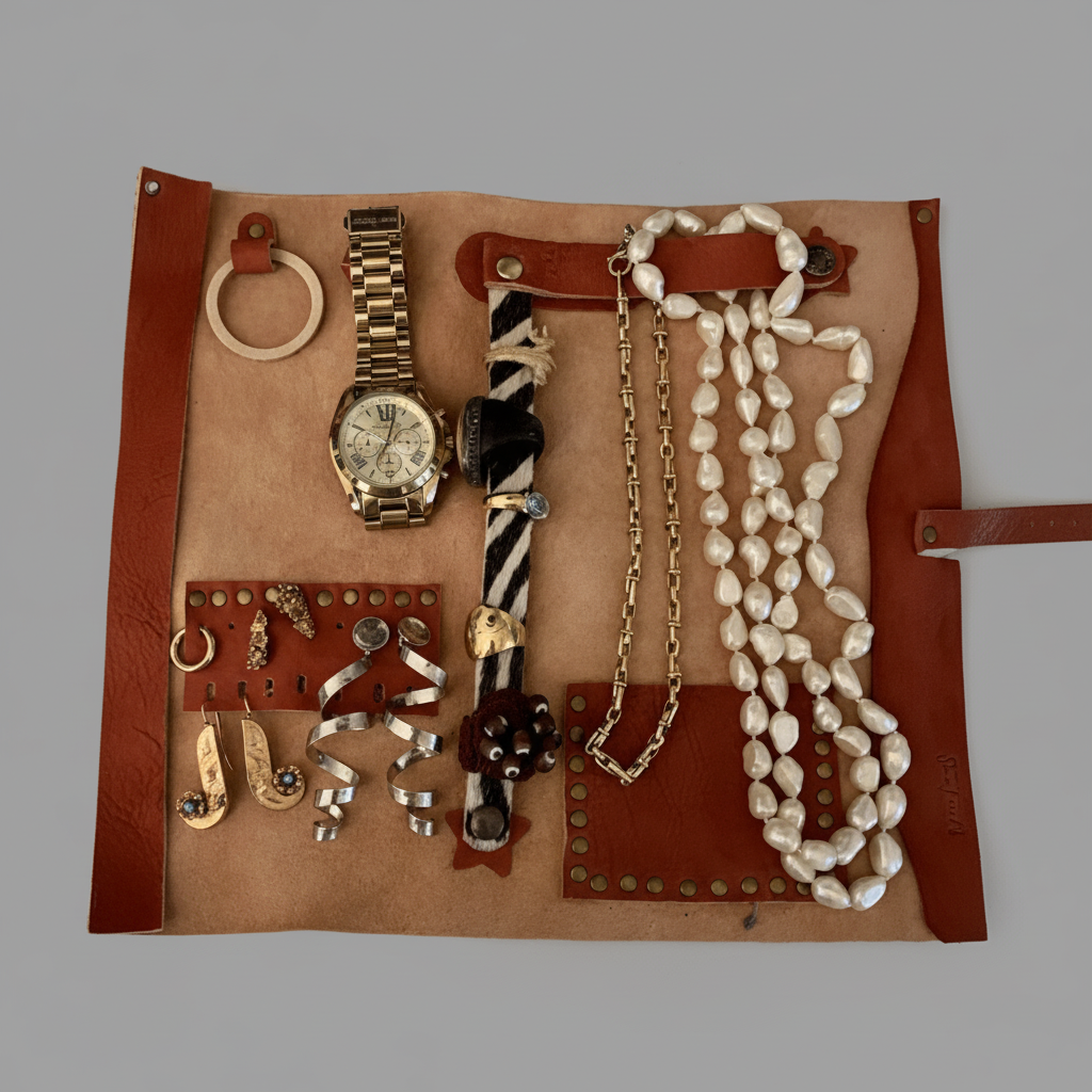 Organizador de joias em couro 