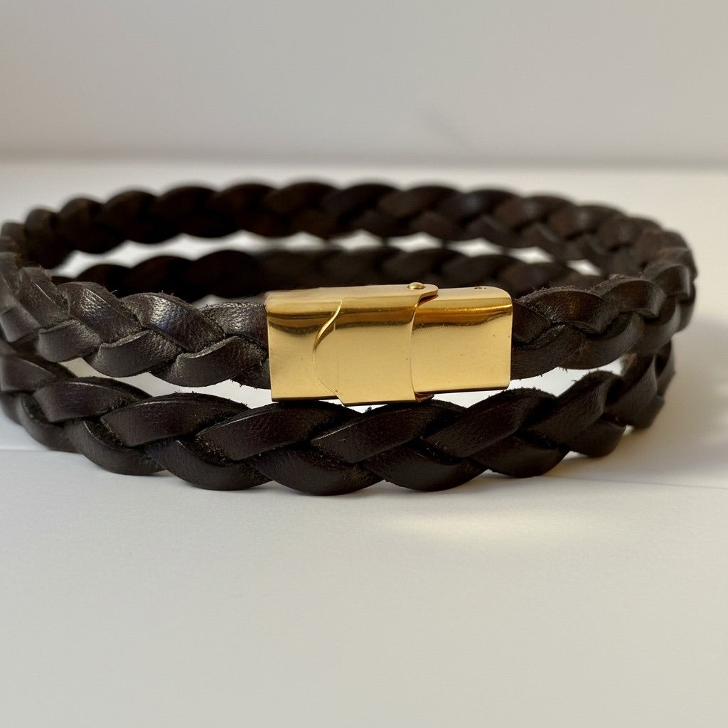 Pulseira para homem ou mulher em couro castanho 