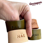 Argolas para Guardanapo em Couro Personalizadas - Gravação Manual - Couragem