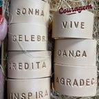 Argolas para Guardanapo em Couro Personalizadas - Gravação Manual - Couragem