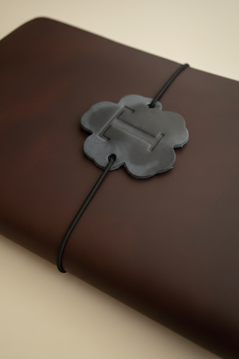 Caderno de Couro Trifold - Detalhe do fecho