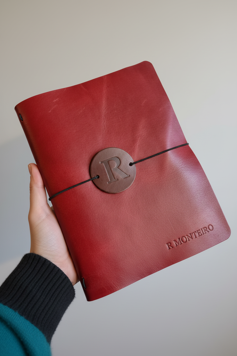 Caderno Vermelho Personalizado - Fotografia Profissional