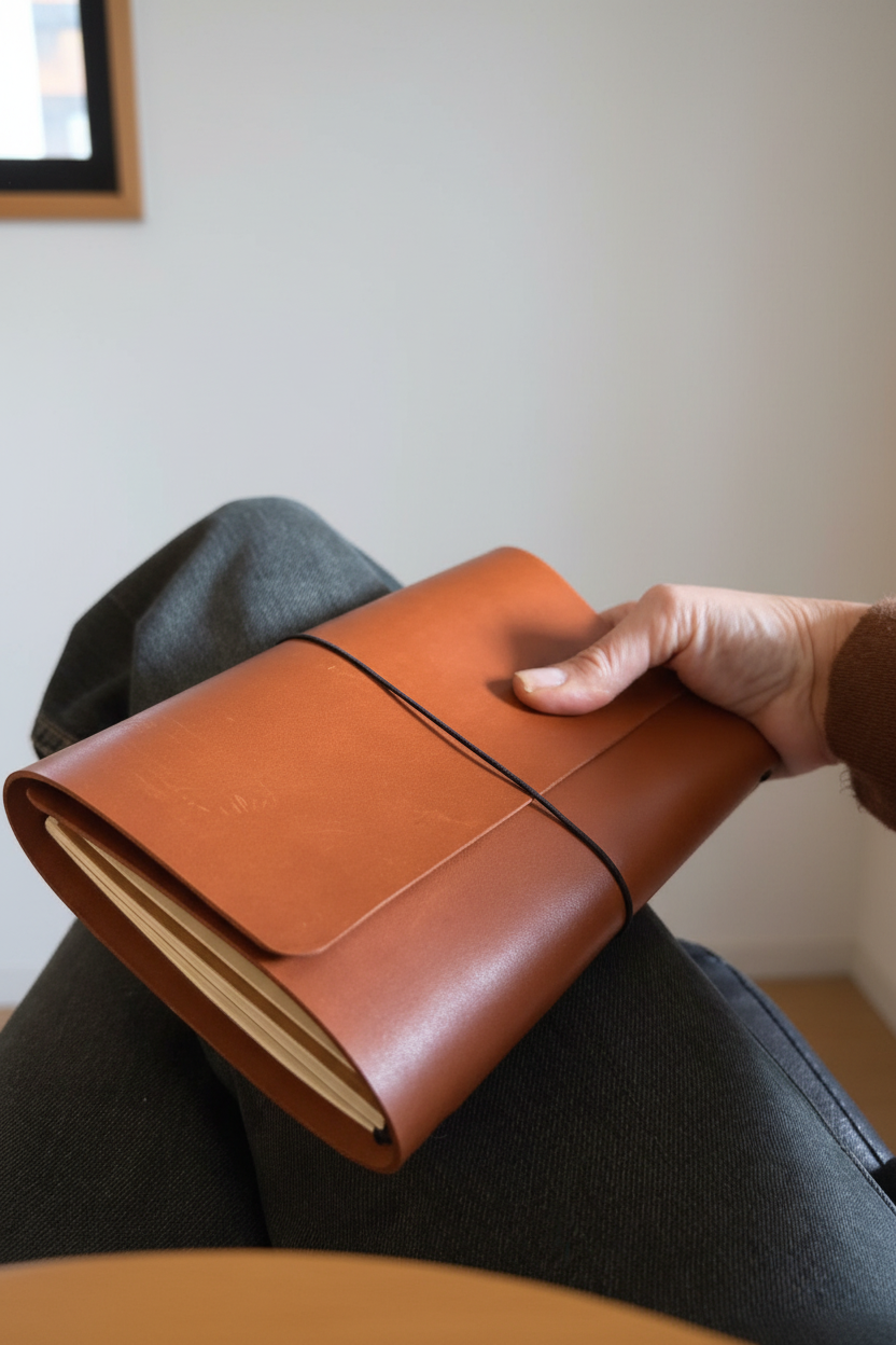 Traveler's Notebook Trifold - castanho Lifestyle 