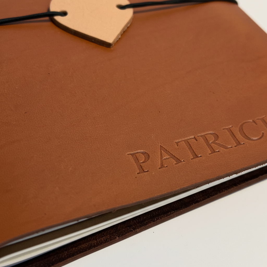 Detalhe da gravação personalizada em relevo