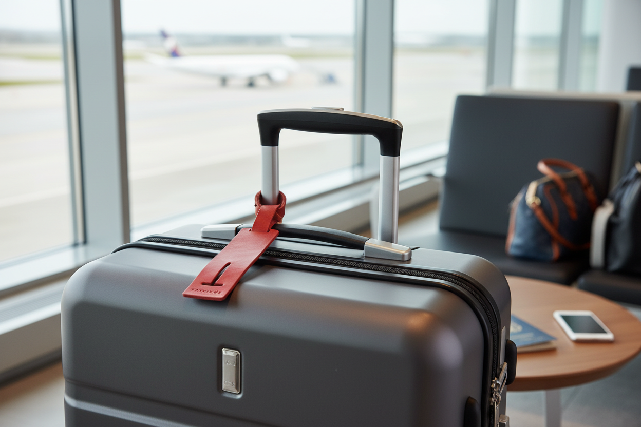 Etiqueta de bagagem em uso