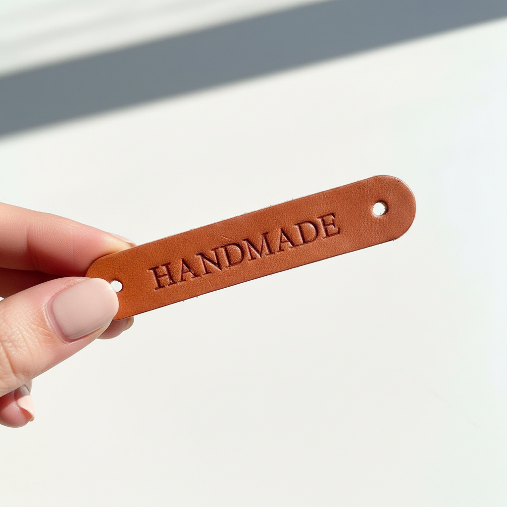 Lot de 6 étiquettes en cuir véritable