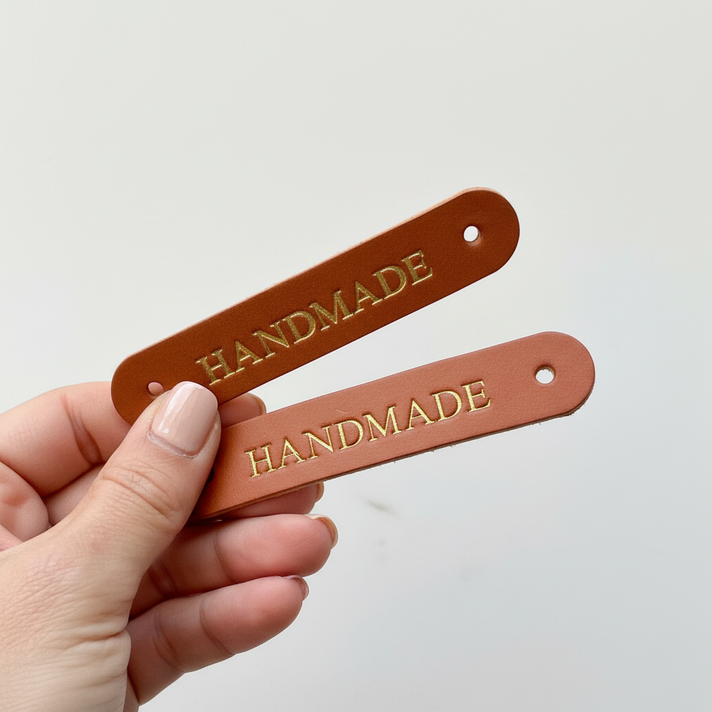 Lot de 6 étiquettes en cuir véritable