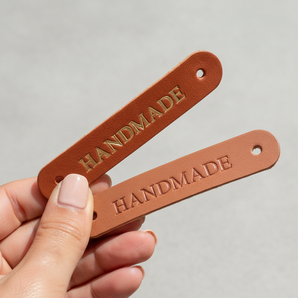 Lot de 6 étiquettes en cuir véritable