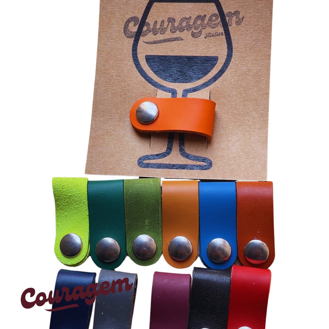 Marcadores de Copos em Couro - Couragem