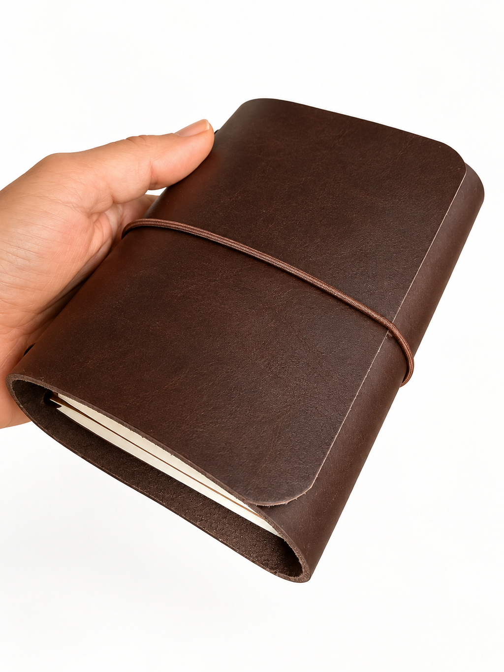 Caderno de couro Trifold personalizado com acabamento artesanal
