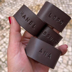 Argolas para Guardanapo em Couro Personalizadas - Gravação Manual - Couragem