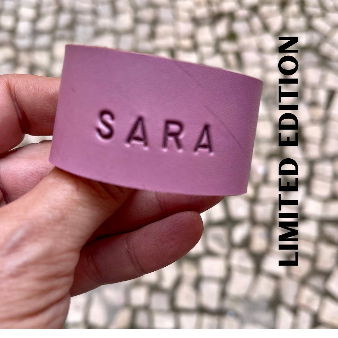 Argolas para Guardanapo em Couro Personalizadas - Gravação Manual - Couragem